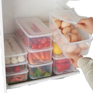 Plastic Refrigerator Organizers Box with Sealed Lid Clear <b>Stackable</b> Food <b>Storage</b> <b>Container</b> for Pantry and Kitchen Organization - Product Image 1