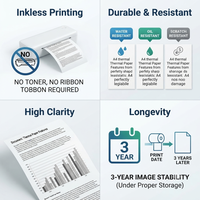 Papel Térmico Premium A4 de 11"x8.5", Libre de BPA, Resistente al Agua y al Aceite, Impresión sin Tinta para Documentos Nítidos y Duraderos