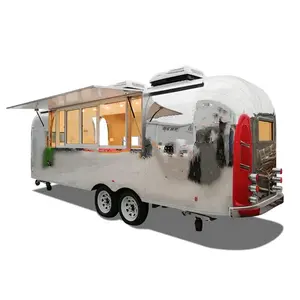 Stainless Steel Food Truck Pizza Trailer Airstream Shape For Restaurant Retail Made From Aluminum With Fruit Nuts Vegetables