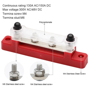 Marine 150A Heavy Duty <span class=keywords><strong>Bus</strong></span> <span class=keywords><strong>Bar</strong></span> Distribución Terminal Block 12V 24V 4 Stud Batería Cobre para Auto Car Boat Positive Negative <span class=keywords><strong>Bus</strong></span> - Product Image 3