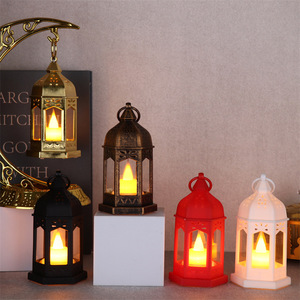 Venta al por mayor 13x7cm LED iluminar Castillo linterna ornamento plástico vela lámpara para decoración del hogar fiesta y Ramadán - Product Image 3