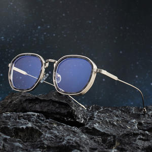 Lunettes de soleil pour homme Hj-7334, monture carrée en métal, style rétro punk noir, protection UV400, classe 2, pare-soleil - Product Image 3