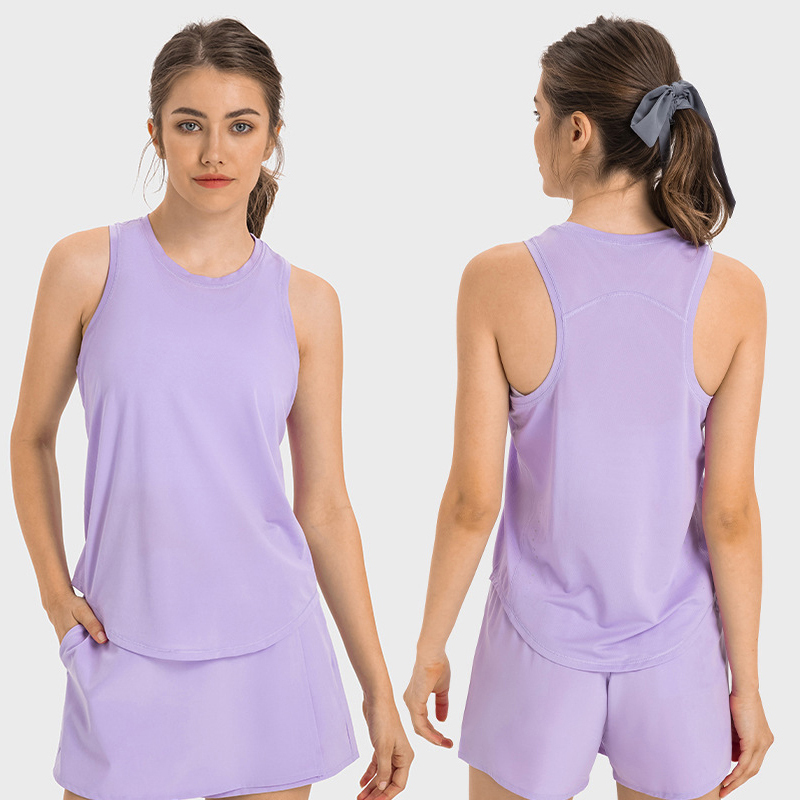 D-DT332 Women's Fitness Yoga Quick-Drying Vest Breathable Loose Sports T-Shirt Short Length Blouse for Summer Running