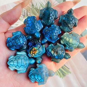 คริสตัลธรรมชาติแกะสลักรูปเต่าสายรุ้งลาบราดอไรต์สำหรับทำเครื่องประดับแบบทำมือ - Product Image 1