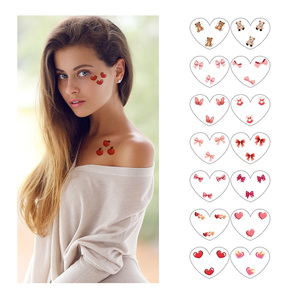 Autocollant de tatouage temporaire coloré motif visage d'amour, imperméable, imprimé sur papier, pour femmes, filles, plage, cosplay, fête, art corporel - Product Image 2