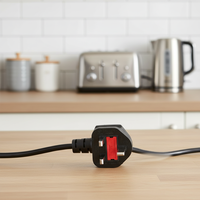 Adaptateur de prise britannique avec rallonge et 3 prises, câble de 1 m avec protection pour l'alimentation des ordinateurs et des ordinateurs portables