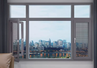 Fenêtre à battant moderne pour villas, avec grandes fenêtres en verre, cadre en alliage d'aluminium, moustiquaire en acier inoxydable, insonorisée