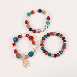 Nuevo Conjunto de Pulseras Elásticas de Cuentas de Vidrio Hechas <span class=keywords><strong>a</strong></span> Mano con Dije Geométrico del Árbol de la Vida para Mujer, Regalos Bohemios para Bodas y Fiestas - Product Image 5