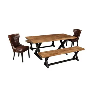 Hot sale custom made solid wood furniture wooden dining table set