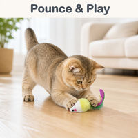 Jouet interactif pour chat en peluche avec queue en plumes, sans couinement, pour le jeu de chasse
