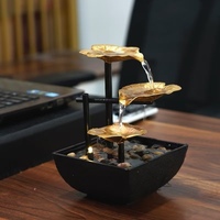 Fontaine d'eau cascade de table en métal à 3 niveaux en forme de feuille de lotus, personnalisable pour le dropshipping, multifonctionnelle, colorée, pour la relaxation intérieure, Diwali