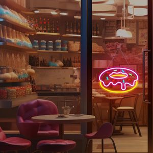 Donut Letreros Neon LED, lumière ambiante à intensité variable, alimentée par USB, décoration de vitrine, indicateur lumineux de rue, lumière de paysage - Product Image 4