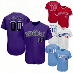 Jersey viola maglie in bianco produttore cucite all'ingrosso Unisex personalizzato personalizzato personalizzato da uomo leggero abbigliamento da Baseball - Product Image 1