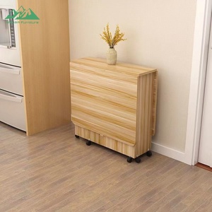 <span class=keywords><strong>Table</strong></span> à manger pliante moderne avec roulettes verrouillables pour petit appartement, meubles gain de place - Product Image 1