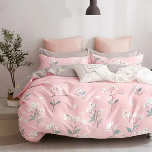 Lençol de cama de luxo estampado, tamanho completo 100% puro algodão, 4 peças, conjunto de cama