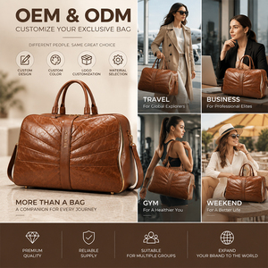 Sac de voyage pliable en PU avec logo personnalisé, fermeture éclair, imperméable, pour hommes et femmes, facile à nettoyer - Product Image 3