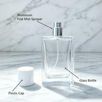 Flacon de parfum à brume fine 100 ml, best-seller, élégant, en verre rectangulaire, logo de marque personnalisé
