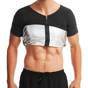 Entraînement Gym Wear <span class=keywords><strong>Sauna</strong></span> Suits Running Full Zip up Crew Neck Slim Fit Compression <span class=keywords><strong>T</strong></span>-shirts pour hommes - Product Image 2