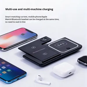 Support de <span class=keywords><strong>chargeur</strong></span> <span class=keywords><strong>sans</strong></span> fil pliable 3-en-1, compatible avec les téléphones, les montres et les écouteurs - Product Image 3