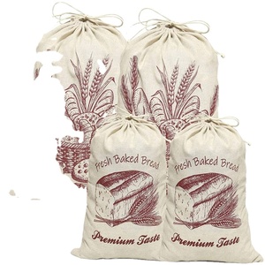 Made of 100% Natural Linen <b>Reusable</b> Bread Bag Hot Sale Cotton Custom LOGO Drawstring <b>Food</b> <b>Pouch</b> - Product Image 1