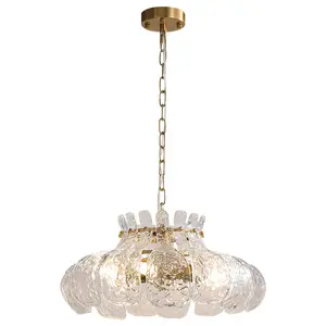 Nordic modern light luxury style all copper glass flower chandelier camera da letto sala da pranzo lampadario creativo