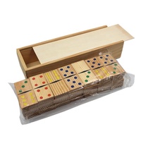 Vente en gros OEM Promotion Ensemble de jeu de dominos multicolores personnalisés pas chers dans une boîte en bois Jouets éducatifs pour enfants Jeu intérieur et extérieur