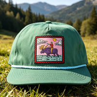 Casquette vintage 5 panneaux personnalisée avec patch tressé en corde, casquette de golf en nylon de haute qualité, casquette de baseball rétro à fermeture snapback, streetwear
