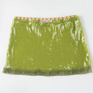 Sexy Breathable Knitted Spandex/Polyester <b>Summer</b> Mini <b>Skirts</b> <b>Ladies</b> Sequined Lace Stylish Nightclub Straight In-Stock - Product Image 3