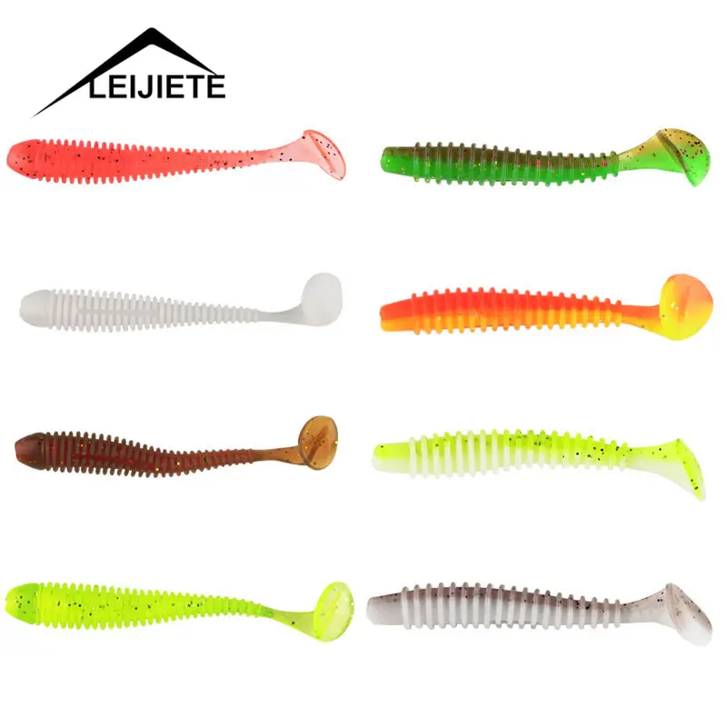 RE004 Cheap 12 Pcs One Box 70mm Soft Lures For Fishing Soft Plastic T Tail Artificial Fish Lure Trout Baits Paddle tail lure