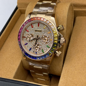 Montre de luxe en quartz incrustée de diamants pour hommes d'affaires, mouvement VK63, montre-bracelet tendance avec boîtier et cadran haut de gamme - Product Image 4