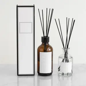 Custom Luxe 50Ml Cilindrische Glazen Aroma Diffuser Fles Riet Luchtverspreiders Voor Thuis Geur