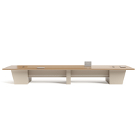 Table de conférence exécutive moderne, grande table rectangulaire pour réunions avec prise de courant intégrée pour salle de conseil, bureau, salle de formation