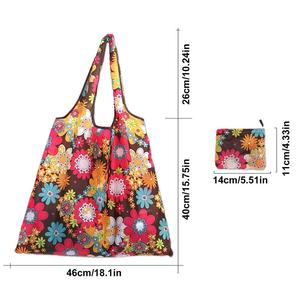 Sacs de courses en polyester pliables, réutilisables, hydrofuges, avec motif floral coloré imprimé numériquement et dessin animé, vente en gros - Product Image 2