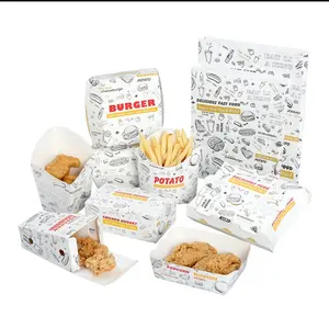 Scatola di Popcorn per imballaggio di scatole per alimenti con scatola di carta per Popcorn di pollo stampata personalizzata usa e getta
