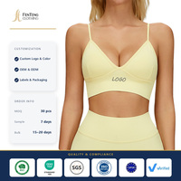Soutien-gorge de sport yoga sans couture à col en V, dos carré découpé, maintien élevé, bretelles fines réglables, coussinets amovibles, vêtements de sport pour femme ODM/OEM