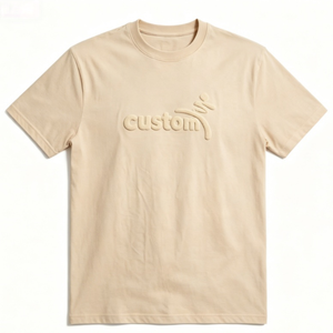 T-shirt pour homme en coton 100% pré-rétréci avec logo floqué personnalisé, décontracté, respirant, à manches courtes, tricoté - Product Image 3