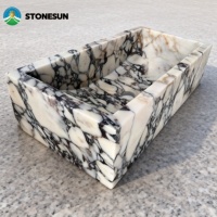 Lavabo sur pied en marbre Calacatta Viola StoneSun, lavabo en pierre de style italien pour salle de bain