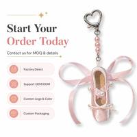 Llavero Elegante de Satén Rosa con Colgante de Zapatilla de Ballet, Decoración de Perlas y Anillo Metálico, Directo de Fábrica, para Regalo de Cumpleaños, a la Moda