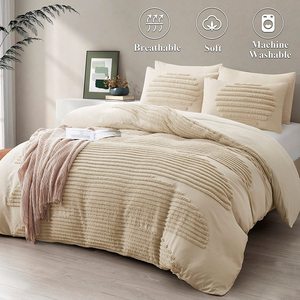 Set Copripiumino Moderno 5 Pezzi per <span class=keywords><strong>Letto</strong></span> <span class=keywords><strong>Matrimoniale</strong></span> 1,8m, 100% Cotone 200TC, Motivo Tinta Unita, Per Tutte le Stagioni, Comfort e Stile - Product Image 1