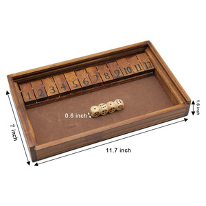 Chiudi la scatola gioco di dadi da tavolo in legno con 12 numeri e coperchio per bambini adulti famiglie, 2 giocatori e fino - Product Image 2