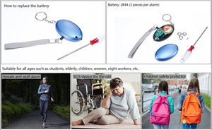 Llavero de mano portátil de seguridad de autodefensa para mujer, alarma Personal de emergencia, 130 decibelios con luz de Flash LED - Product Image 6