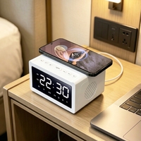 Bedside bureauluidspreker voor V5.3 10-30W draadloze oplader digitale klok wekker FM radio TF USB AUX multifunctioneel