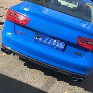 Aileron de lèvre de diffuseur arrière en fibre de carbone pour Audi <span class=keywords><strong>A6</strong></span> Sline S6 C7 2013-2015 <span class=keywords><strong>FRP</strong></span> 4 sorties pare-chocs plaque de protection - Product Image 6