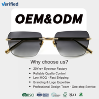 Lunettes sans monture en métal rectangulaires, classiques, élégantes, de luxe, de haute qualité, UV400, logo personnalisé, fabricants