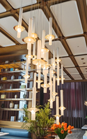 Suspension Moderne Lustre Or Lustres Plafond De Luxe Escalier En Verre Pendentif Villa Grand Lustre