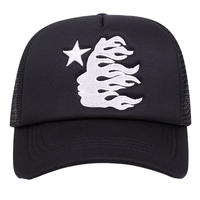 Gorra Trucker Personalizada de 5 Paneles de Malla de Poliéster, Ajustable, con Letras Bordadas de Estrella de Fuego, MOQ Bajo, para Deportes al Aire Libre, Casual, Venta al por Mayor