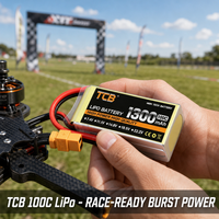 Batterie LiPo TCB RC 100C 1300/1500/1800mAh 2S 3S 4S 5S 6S 7.4V 11.1V 14.8V 18.5V 22.2V pour drones de course FPV et jouets RC