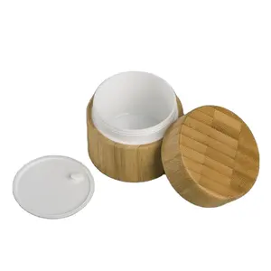 50ml 1.5oz Plastic PP Jar Double Wall Jar with Bamboo Cover Luxury Creative Facial Cream Moisturizer Skin Care Cream Plastic Jar