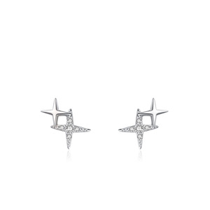 Pendientes de estrella minimalistas de plata de ley S925 con circonita, versión de cobre personalizable, para mujer, regalo de aniversario. - Product Image 1