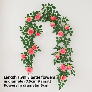 Commercio all'ingrosso di alta qualità 1.9M muro di seta <span class=keywords><strong>giardino</strong></span> di casa rosa rosa bianca rampicante rosa fiori artificiali per la decorazione di nozze - Product Image 6
